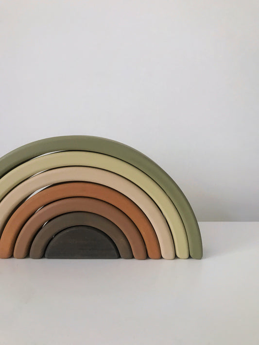 Wooden Rainbow Stacker - Olive